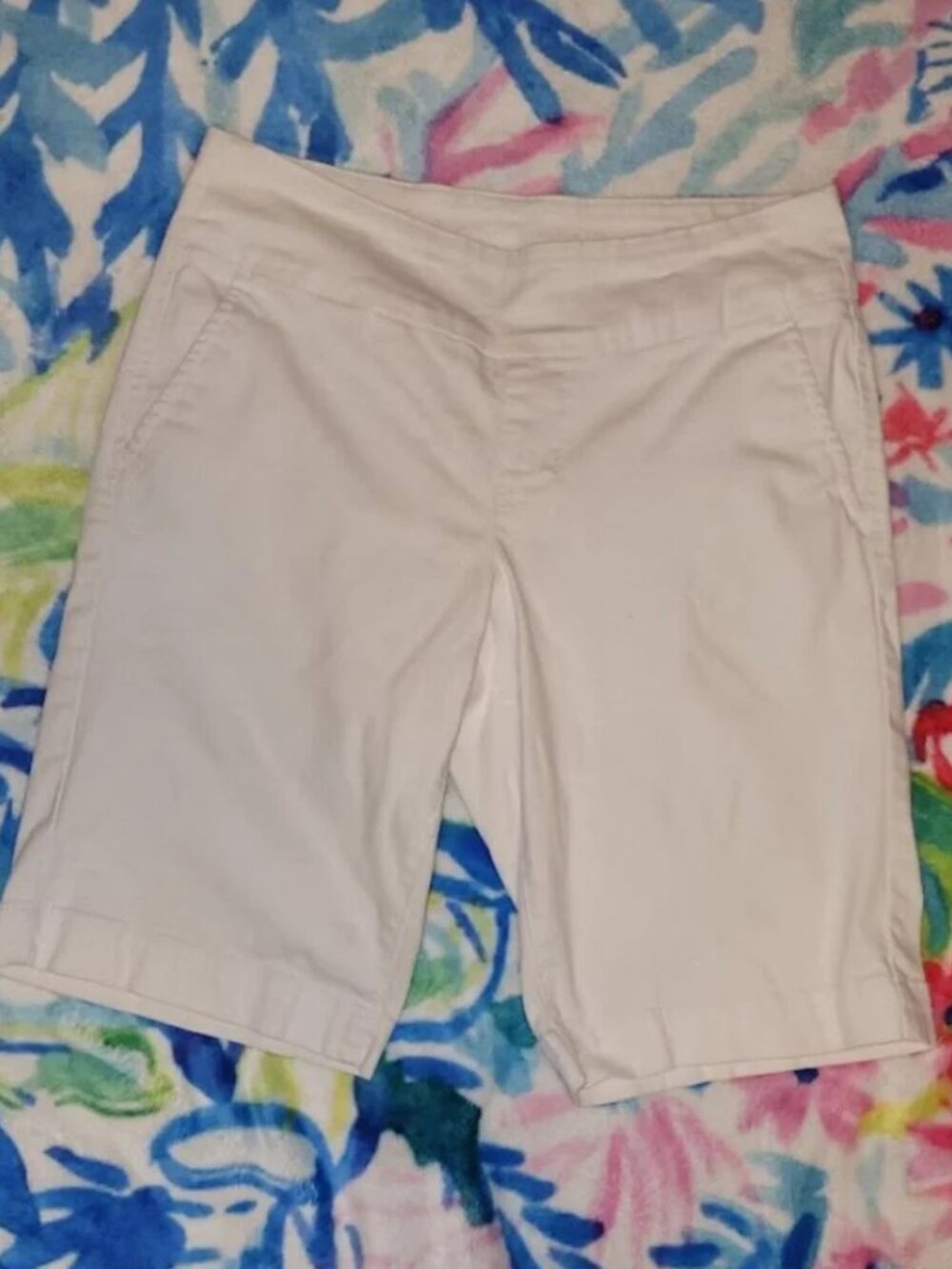 Jag Jeans Classic Fit White Bermuda Shorts Size 10 Cotton Stretch 10" Inseam